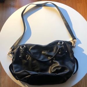 Black Leather Danier Handbag Purse Crossbody Strap